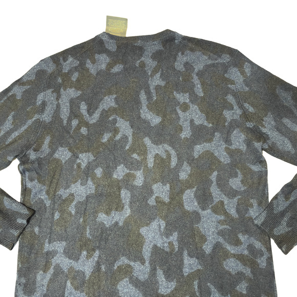 Club Room 100% Cashmere Luxury Navy Blue Camo Print Sweater Men's Large - Picture 10 of 13